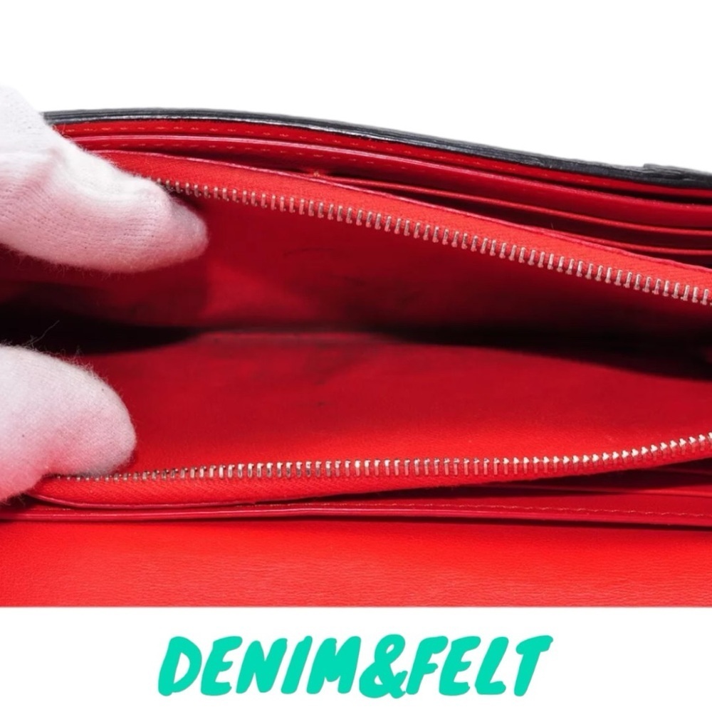 ♥️CELINE Porte Tresore International Long Leather Beige/Red Zip Around Wallet🤎 - Picture 10 of 12
